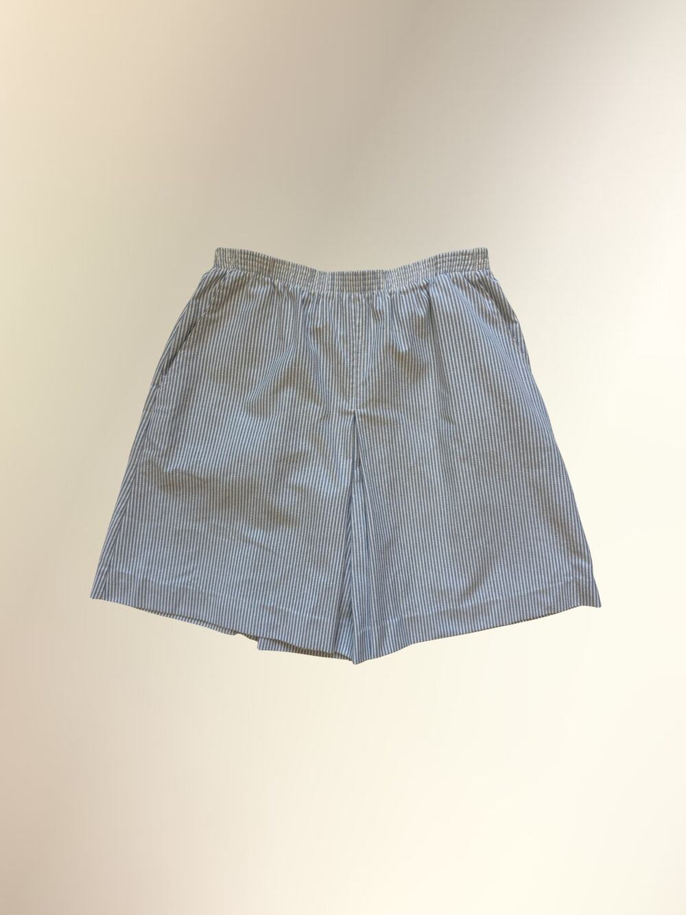 Vintage Alfred Dunner Blue White Seersucker Stripe High Waist Skort Women's 14